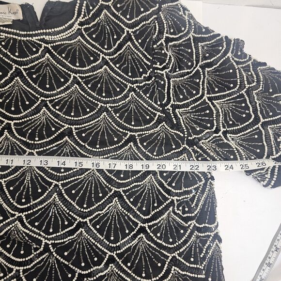 laurence kazar beaded top vintage 80s Sz 3X 100 Silk Holiday New Year Eve H108 - Picture 6 of 9